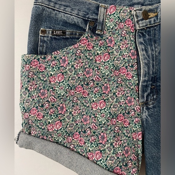 Customized Lee Jeans Shorts w/Studs Floral Appliqué Denim 30 - Picture 13 of 15